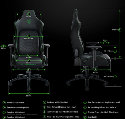 Karrige Razer Iskur, XL, e zezë / gjelbër