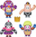Set figura lojrash Fall Guys, 4 figura, shumëngjyrëshe