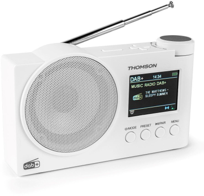 Radio portative Thomson DAB+ FM, Bluetooth, ekran LED, e bardhë