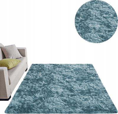 Tapet Thick Soft Plush Shaggy Ombre, 130x190cm, antirrëshqitës, blu e errët