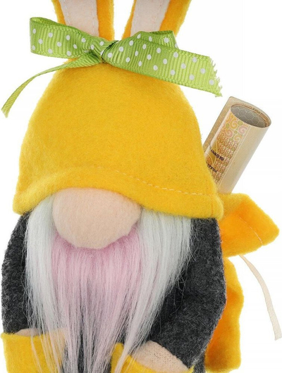 Figurinë zbukuruese Saska Gift and Decor Easter Holiday Bunny With Sack, lepurush Pashke, 20 cm, shumëngjyrësh