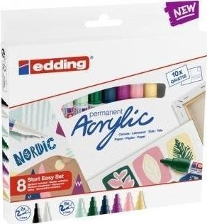 Set boje akrilike Edding Acrylic, 8 ngjyra, multikolor