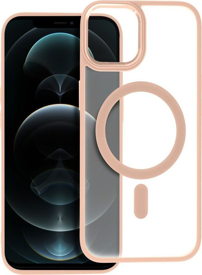 Mbulesë silikoni MagSafe për iPhone 12 Pro Max, transparente, rozë e çelët