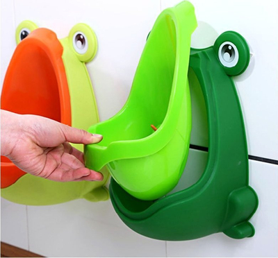 Urinal kalamojsh në formë bretkose, që vihet në mur, me kupë të heqshme, jeshil