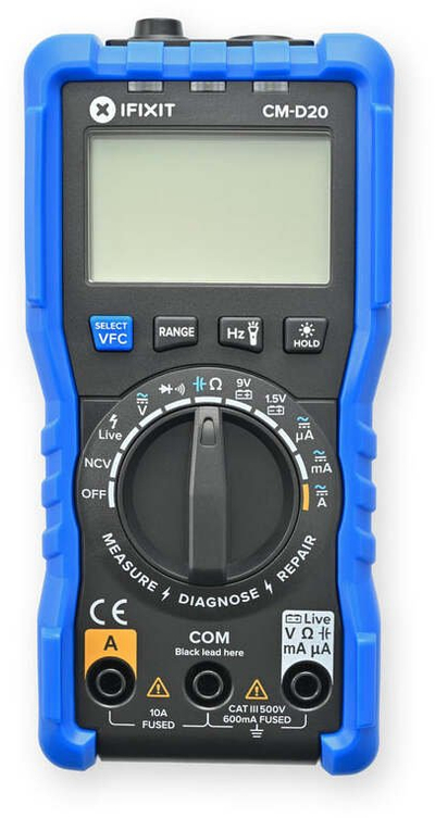 Multimetër digjital iFixit CM-D20, True RMS, NCV, blu
