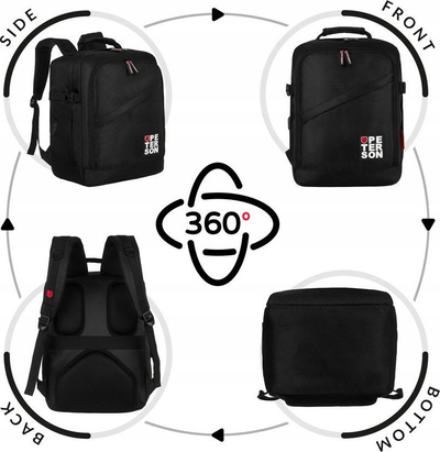 Çantë shpine Peterson Spacious, 24L, me port USB, e zezë