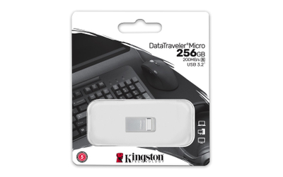 USB Kingston DataTraveler Micro DTMC3G2, 256GB, USB 3.2 Gen 1, металик сребрена