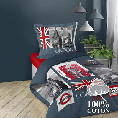 Сет креветни постелнини Douceur D'in City London, памук 100%, 140 x 200 cm, шарен