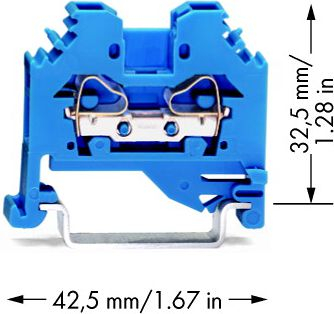 Klemë hekurudhore Wago 281-104, 2 përçues, 4mm², blu