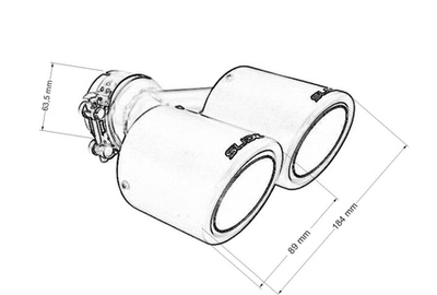 Насадка ауспух SLIDE Double Exhaust, влез 63.5mm, излез 89mm, не'рѓосувачки челик