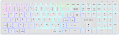 Tastierë wireless Canyon HKB W11, Bluetooth USB, me ndriçim RGB, e bardhë