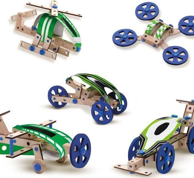 Сет за градење од дрво SES Creative Carpentry Vehicles 14959, возила со тркала, за деца