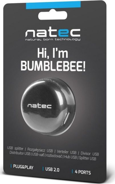 USB hub Natec Bumblebee, 4 porte, e zezë