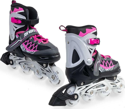 Patina inline Enero Pro LED 4 në 1, nr 34-37, për kalamaj, rozë