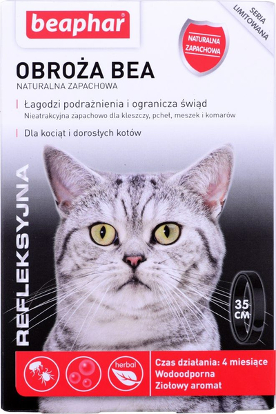 Qafore kundra parazitëve Beaphar Bea, reflektuese, 35 cm, e zezë