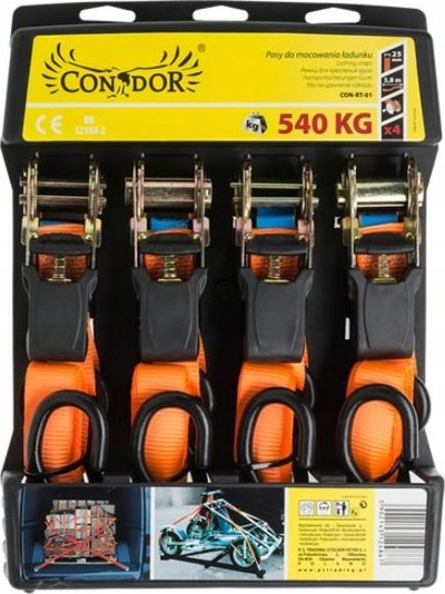 Rrip fiksues CONDOR CON-CRT-3001, 25mm x 3.8m, 540kg, portokalli
