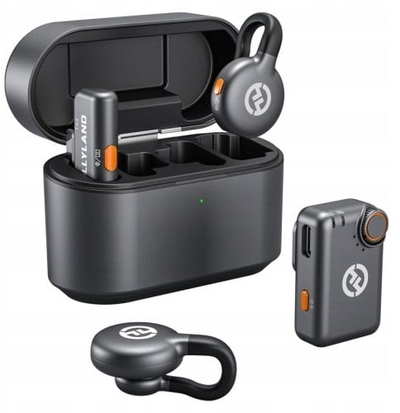 Mikrofon lavalier wireless Hollyland LARK M2S Mini Combo, sistem me kasë karikimi, star gray