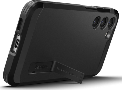 Kapak telefoni Spigen Tough Armor, për Samsung Galaxy S23 6.1", me këmbë qëndrimi, i zi