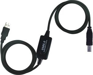 Kabllo USB PremiumCord USB 2.0 A mashkull në B mashkull, repeater aktiv, 15m, i zi