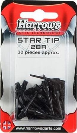 Maja shigjetash dart Harrows Star Tip 2BA, set 30 copë, të zeza