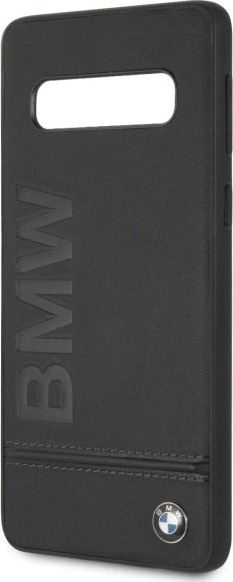 Kuti telefoni BMW Signature për Samsung Galaxy S10, lëkurë e vërtetë, e zezë