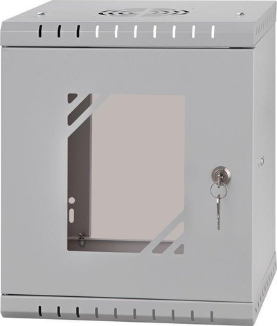 Kabinet muri Netrack ECO-Line Rack 10", 6U 300mm, derë xhami, gri