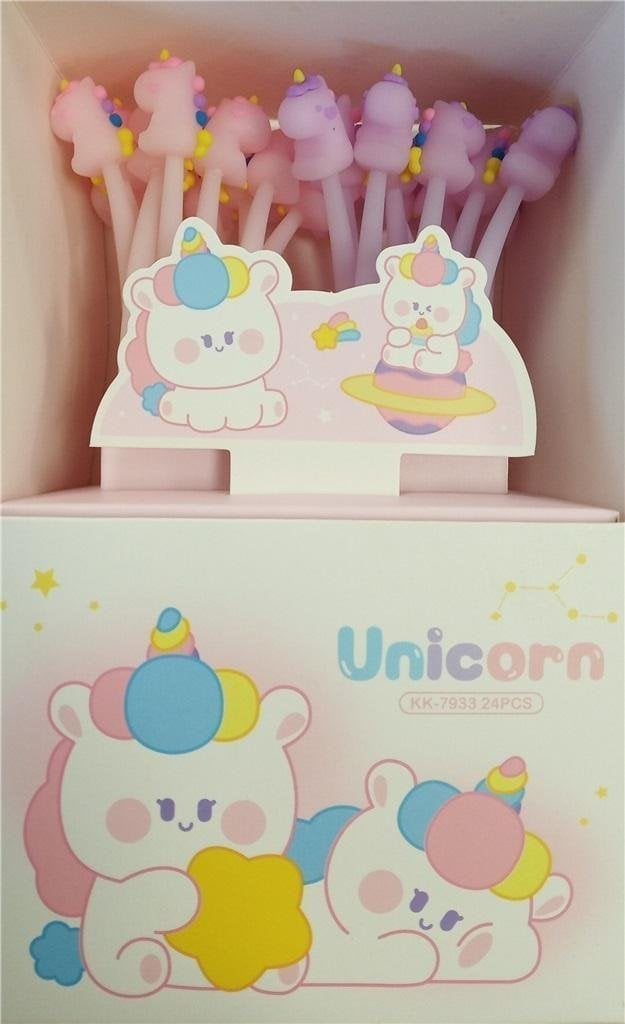 Set stilolapsa xheli FANDY Silky Unicorns, 24 copë, bojë e kaltër