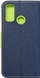 Këllëf portofol Fancy Book Case për Huawei P Smart 2021, me magnet, me xhepa për karta, blu navy me lime