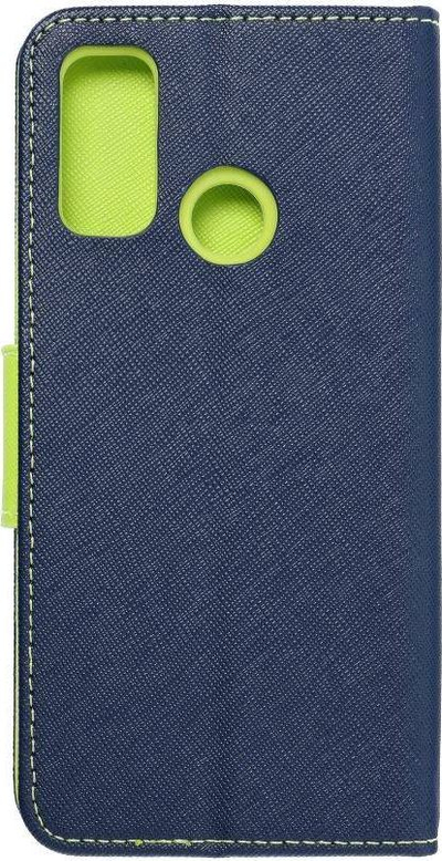 Këllëf portofol Fancy Book Case për Huawei P Smart 2021, me magnet, me xhepa për karta, blu navy me lime