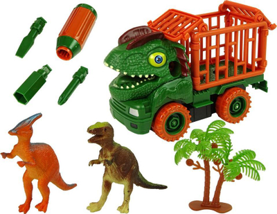Lodër kamion dinosauri Leantoys DIY, set me dino, jeshile portokalli