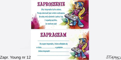 Ftesa për ditëlindje Young Girl Pattern No. 12, set 10 copë, me zarfe