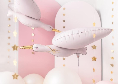 Balon dekorativ Party Deco Stork, folie, 103x60cm, rozë e çelët