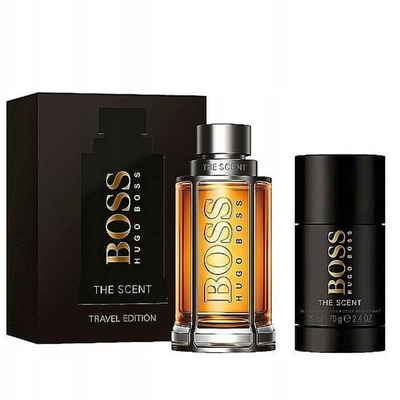 Set dhuratë parfum Hugo Boss The Scent për burra, EDT 75ml, deodorant stick 70g, i zi