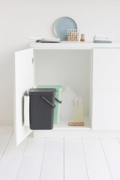 Kosh kuzhine i brendshëm Brabantia Sort &amp; Go, 2 x 12L, set riciklimi, jeshil xhade edhe gri