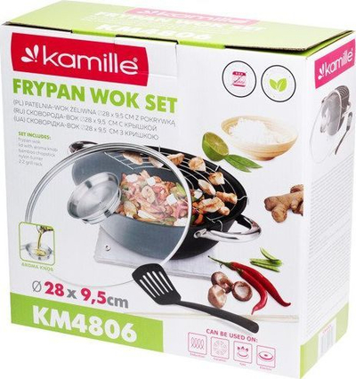 Tenxhere me kapak Kamille Teflon, 28 cm, e zezë