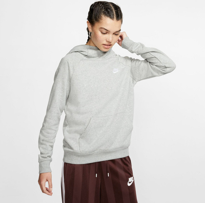 Блуза со капуљача Nike Essentials BV4116, за жени, со кенгур џеб, сива