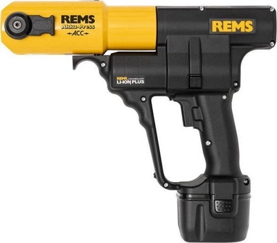 Vegël presimi tubash Rems Akku-Press ACC Basic Pack, 380W, bateri 14.4V Li-Ion, e verdhë e zezë