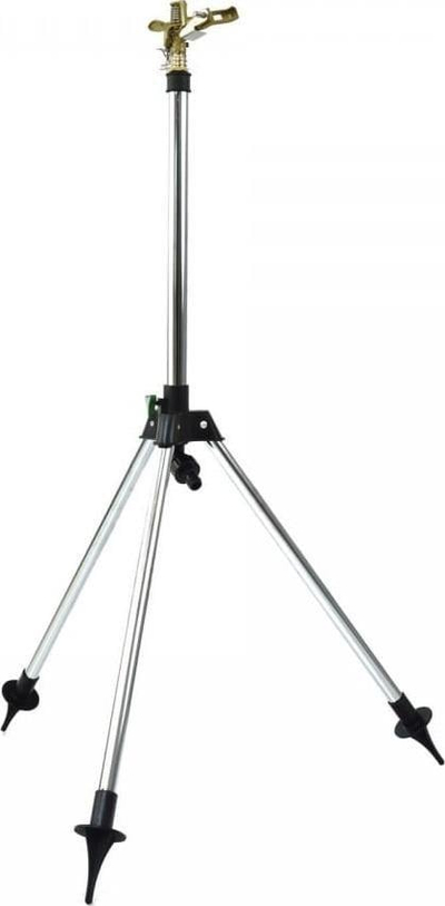Spërkatës kopshti GEKO metalik pulsues, me tripod alumini, kënd 30°–360°, ngjyrë metalike
