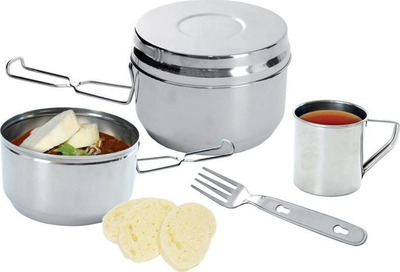 Set enësh kampingu Scout, 7 pjesë, çelik inox, argjendtë