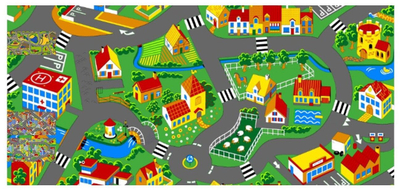 Tapet për fëmijë DOMOLETTI MAT Little Village, 1.4x2.0m, shumëngjyrësh