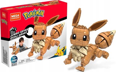 Set ndërtimi Mattel Pokémon Jumbo Eevee GMD34, 845 copa, 30 cm, shumëngjyrësh