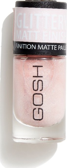Llak thonjsh Gosh Glitter Matte Finish 06 Soft Pink, 8ml, rozë e butë me shkëlqim