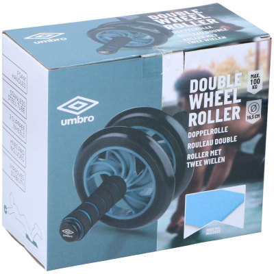 Rrotë dyshe për ushtrime Umbro Double Wheel Roller, deri 100 kg, me tapet për gjunjë, blu