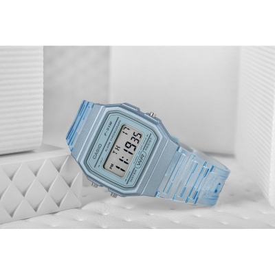 Orë dore Casio Quartz, drejtkëndore, me rezinë, blu e errët