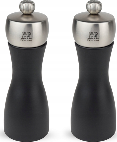 Set mulli kripë edhe piper Peugeot Fidji, mekanizëm me rregullim, stil elegant, i zi