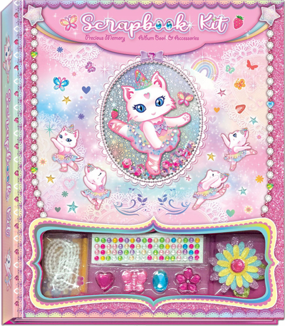 Set scrapbooking Pecoware Cat Ballerina, album me gjoja, rozë shumëngjyrësh