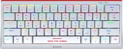 Tastierë gaming Marvo KG962G WH EN R, mekanike, 60%, RGB, e bardhë