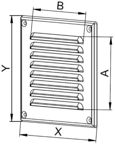 Rrjetë ventilimi Awenta MTA12B, metal, 250×85mm, e bardhë