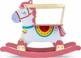 Лулкачки коњ Milly Mally Lucky 12, од дрво, за деца, розов