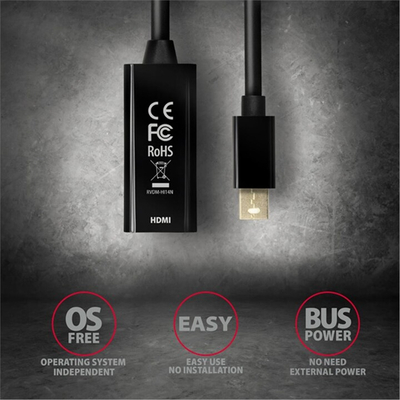 Përshtatës AXAGON mini DisplayPort - HDMI 1.4, 4K @ 30Hz, i zi
